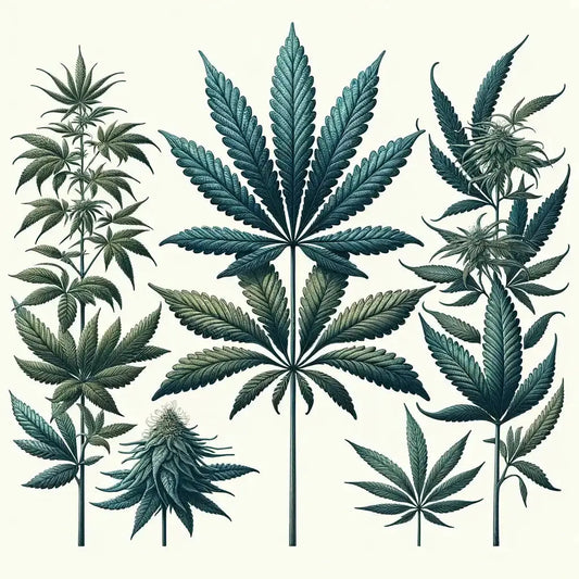 rappresentazione botanica varietà di cannabis disegno