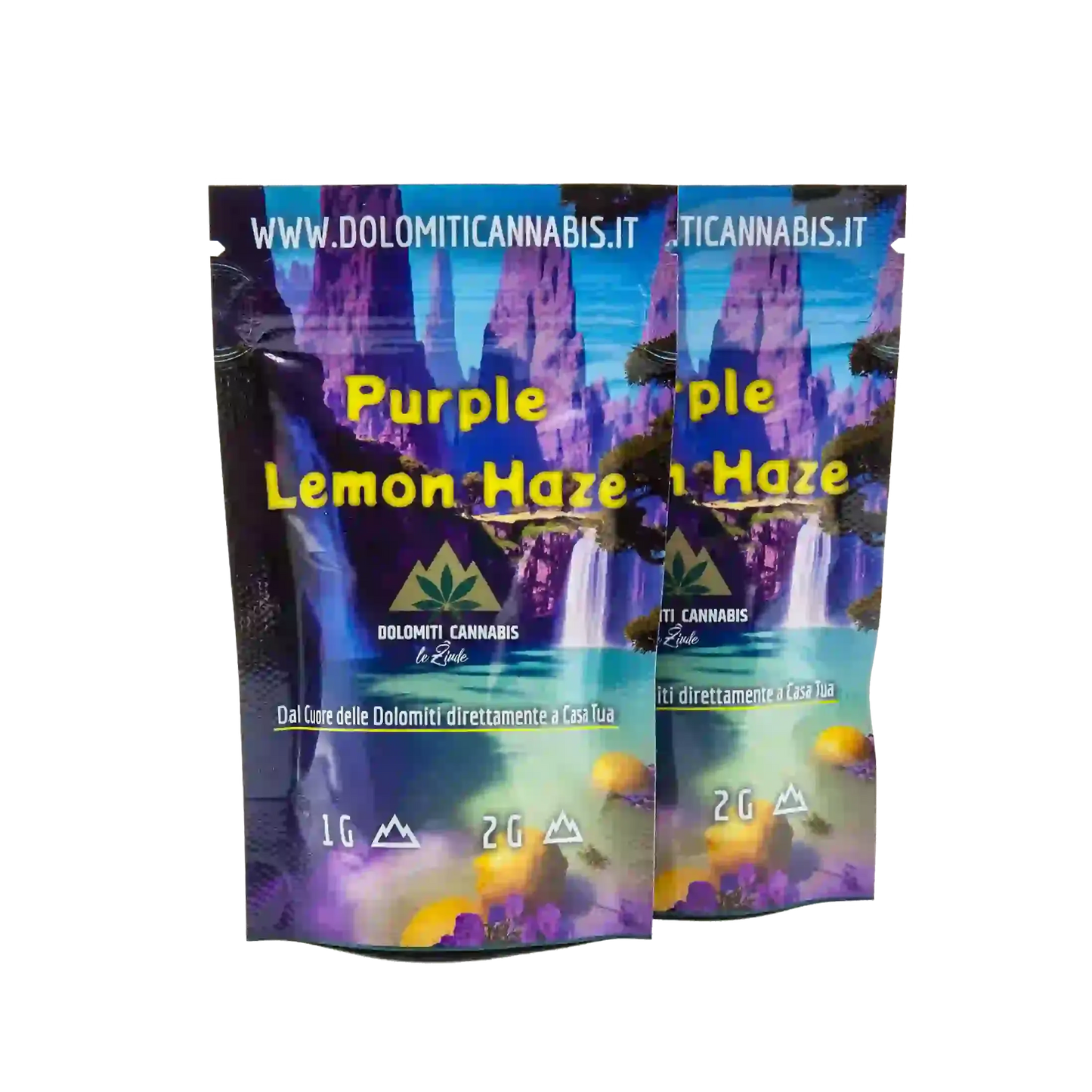 coppia di buste di erba legale CBD 2 grammi purple lemon haze